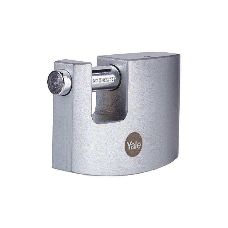 foto del prodotto yale lucchetto in ottone di massima sicurezza con finitura cromata y124b 70 115 1 corpo 70mm, gancio in acciaio indurito, 3 chiavi