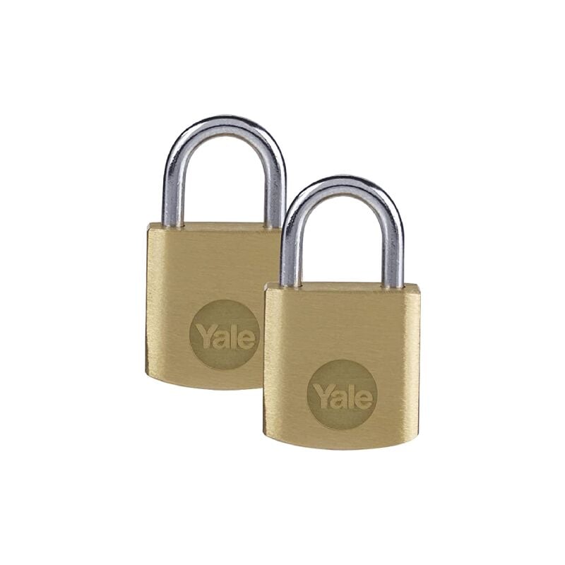 foto del prodotto yale lucchetto in ottone y110b 20 111 2 corpo 20mm, arco in acciaio, 3 chiavi, confezione da 2 lucchetti