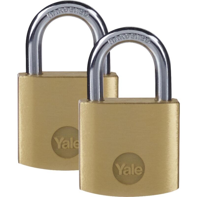foto del prodotto yale lucchetto in ottone y110b 30 115 2 corpo 30mm, arco in acciaio, 3 chiavi, confezione da 2 lucchetti
