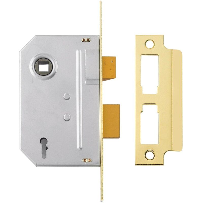foto del prodotto yale p m246 pb 63 2 leve mortasa di sicurezza di base, finitura in ottone, 2.5 inch 64 mm