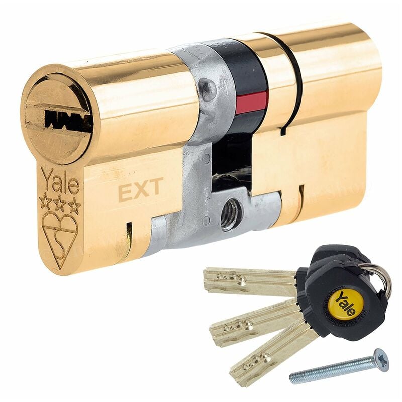 foto del prodotto yale p ys3 3535b cilindro doppio euro 3 stelle antiscivolo, alta sicurezza, 35 35 70mm , finitura ottone