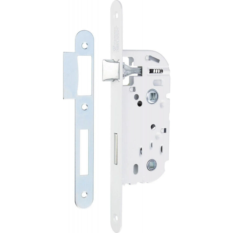 foto del prodotto yale serratura da incasso a condanna, asse 40 mm, baule 135 mm, y13r a40 b sc, stecca reversibile con estremit rotonde, porta bagno e wc, bianco,