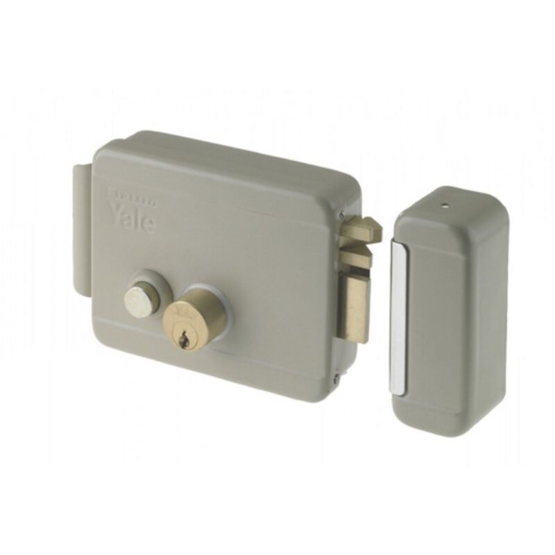 foto del prodotto yale serratura elettrica per cancelli mano sx scatola mm 130 x 105 entrata 70 mm pulsante cilindro interno ed esterno scrocco autobloccante completa