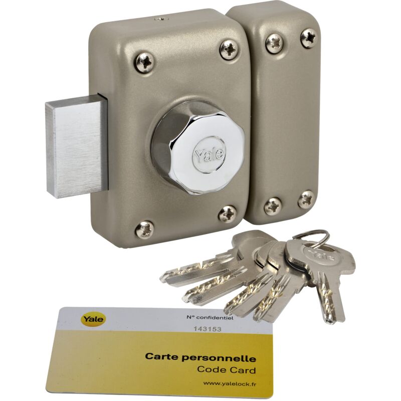 foto del prodotto yale serratura per porta manopola cilindro, apertura a bottone interno, chiave esterna, diametro 23 mm, lunghezza 50 mm, 6 perni yv26bt 50, anti