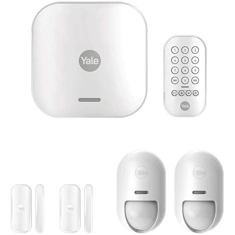 foto del prodotto yale starter kit allarme smart al sk2 1a eu, kit da 6 pezzi, controllo 4 aree di sicurezza, avvisi in tempo reale, copertura 1 km, controllo
