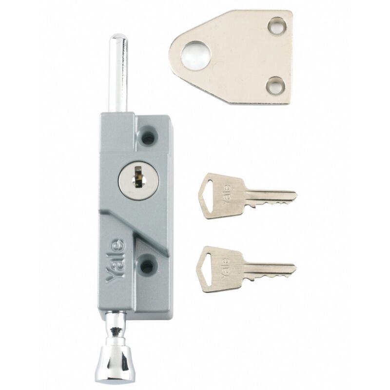 foto del prodotto yale v 8k116 se bullone multiuso per porta, adatto per fissare porte scorrevoli in alluminio singole o doppie, smalto argento