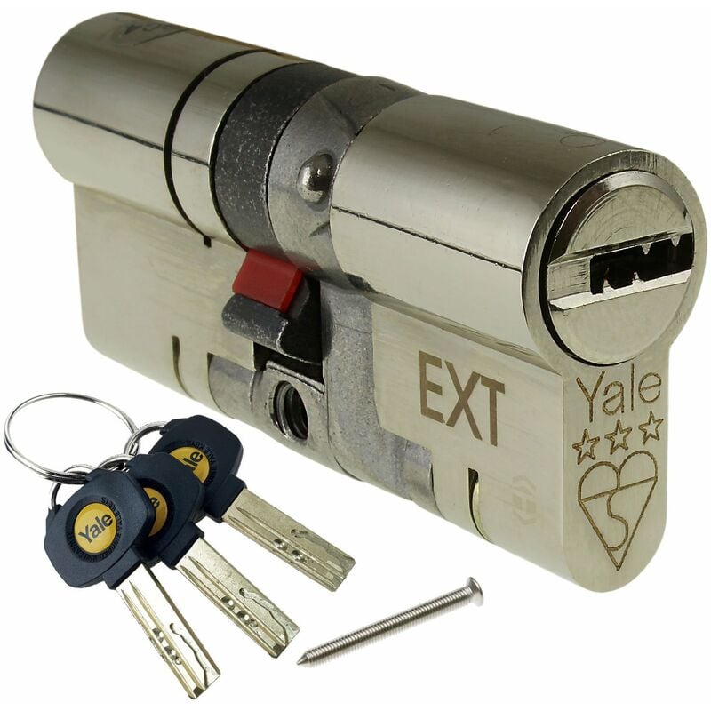 foto del prodotto yale ys3 4550n anti snap 3 star euro doppio cilindro, alta sicurezza, 45 50 95mm , finitura in nichel
