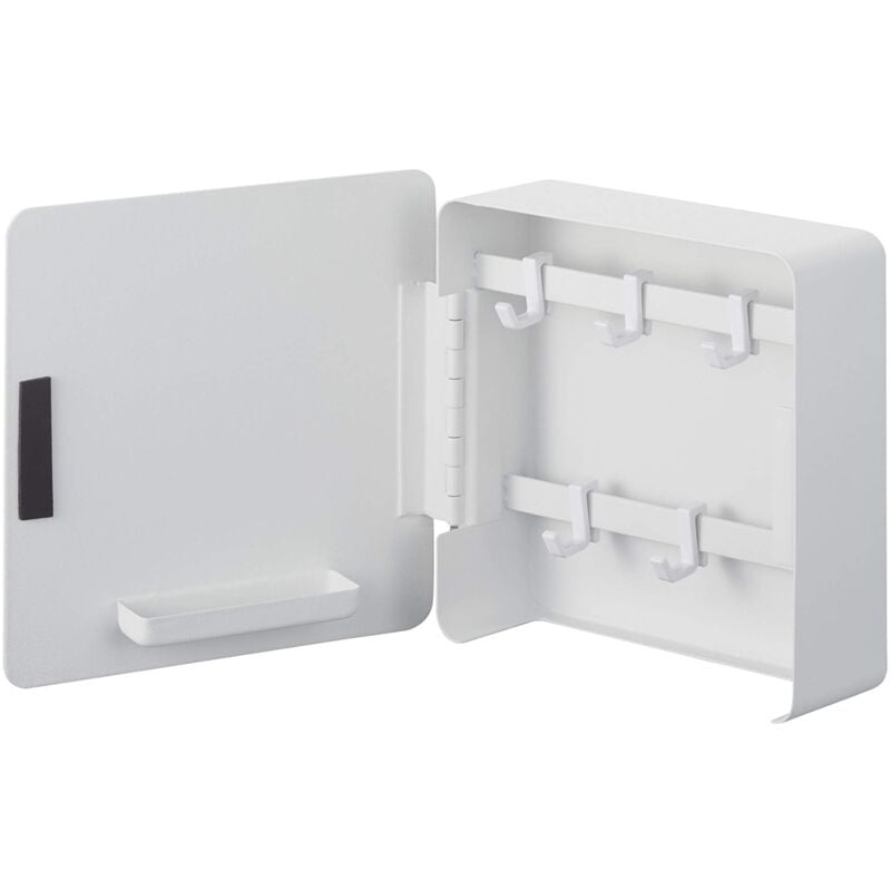 foto del prodotto yamazaki 4799 tower magnetic key box, white, steel, 15.8 x 5.5 x 15.8 cm