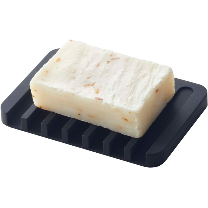foto del prodotto yamazaki self draining soap tray vassoio portasapone, silicone, nero, taglia unica