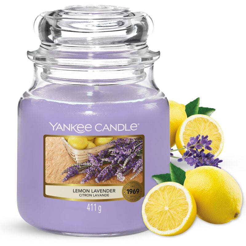 foto del prodotto yankee candle candela profumata candela giara media lavanda al limone candele a lunga combustione fino a 75 ore candele profumate il regalo