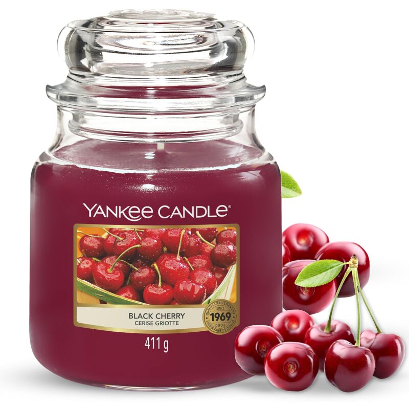 foto del prodotto yankee candle candela profumata in giara media, amarena, durata fino a 75 ore