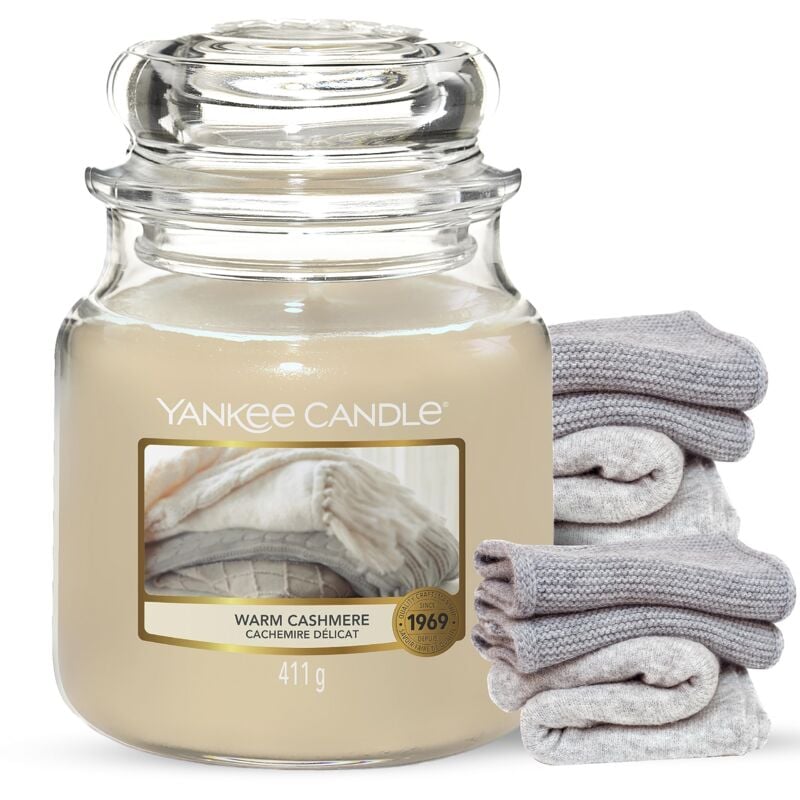 foto del prodotto yankee candle candela profumata in giara media caldo cashmere durata fino a 75 ore