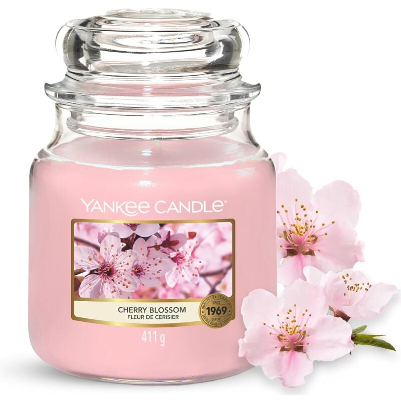 foto del prodotto yankee candle candela profumata in giara media fiore di ciliegio durata fino a 75 ore