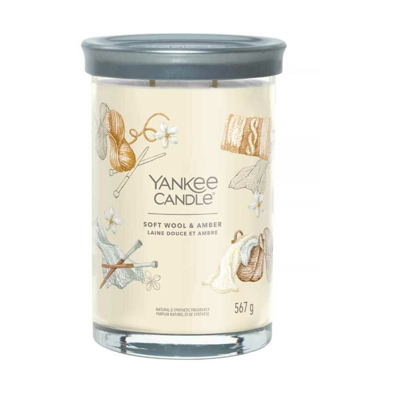 foto del prodotto yankee candle candela tumbler grande signature soft wool amber
