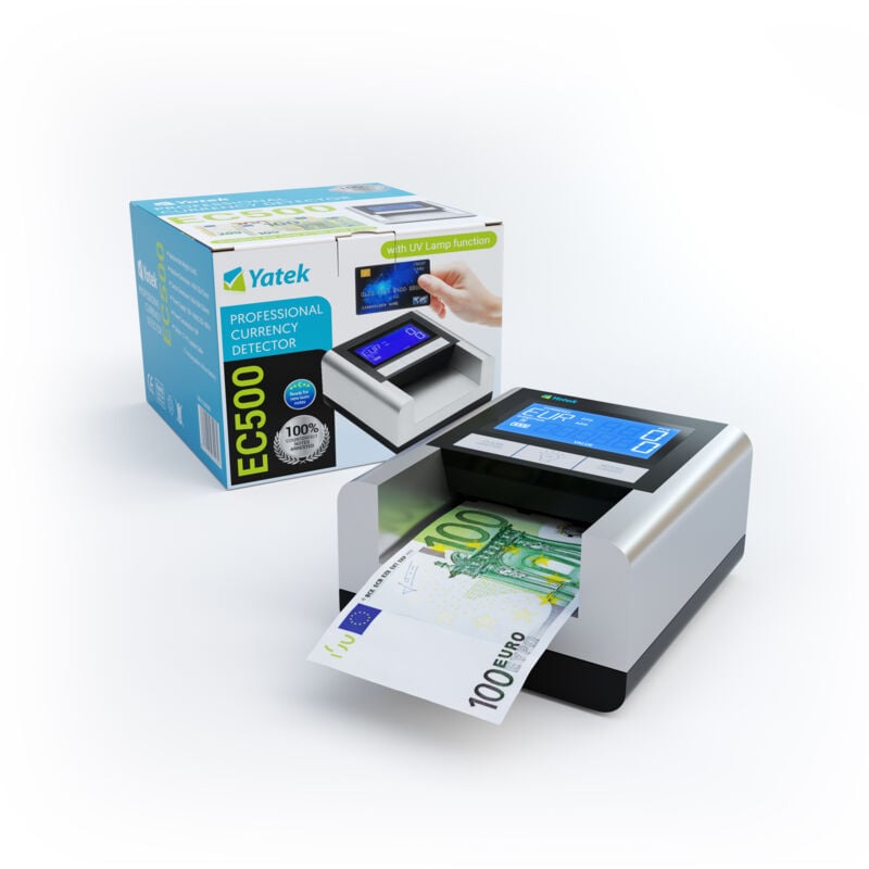 foto del prodotto yatek rilevatore di contraffazione ec500 con batteria inclusa e lampada uv per la rilevazione di assegni e carte di credito, pronto per tutte le