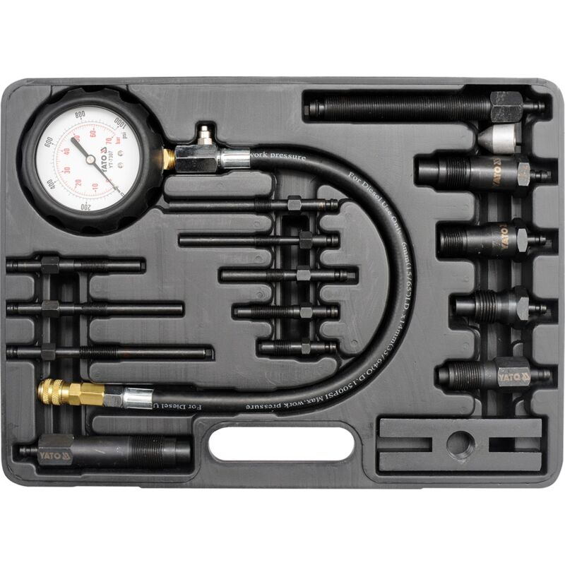 foto del prodotto yato manometro di compressione diesel yt 7307 a 16 componenti