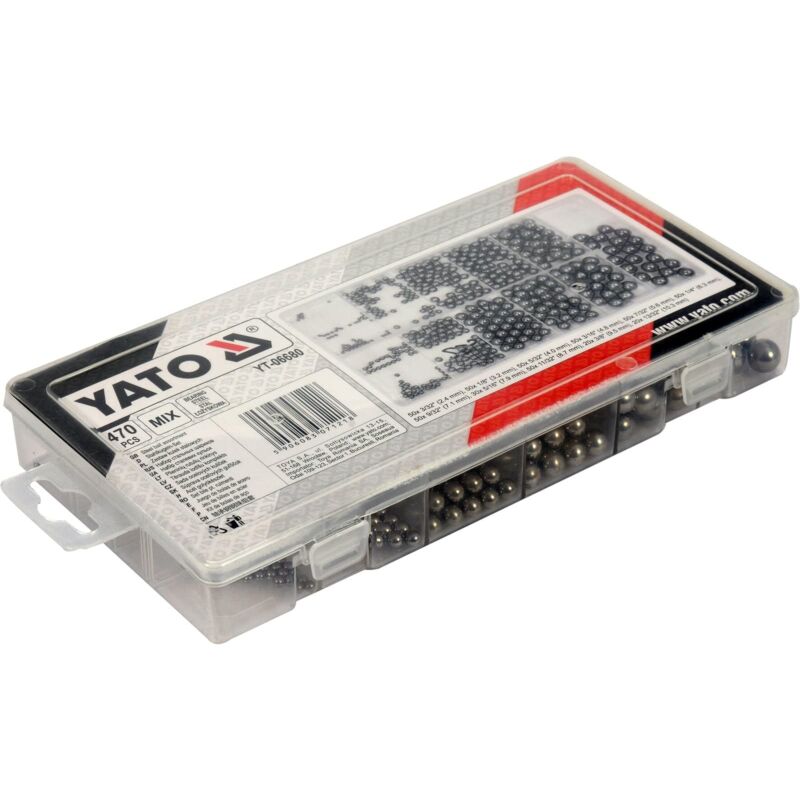 foto del prodotto yato, modello yt 06680, sfere 470 pezzi, sfere in acciaio di alta qualit per varie applicazioni industriali e di manutenzione, ideali per le