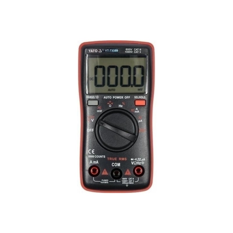foto del prodotto yato, modello yt 73089, multimetro digitale, ideale per misure elettriche accurate, strumento professionale con display lcd, di alta qualit e durata.