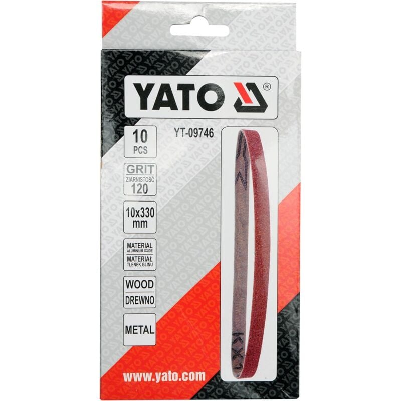 foto del prodotto yato - nastro abrasivo senza fine 10 pz p120 10x330mm yt-09746