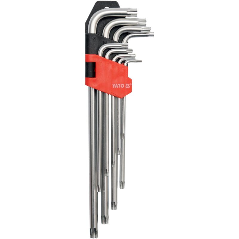 foto del prodotto yato set di chiavi torx extra lunghe expert da t10 a t50 9 chiavi a l