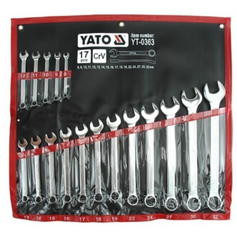 foto del prodotto yato yt-0363 chiavi combinate 17 pezzi 8-32 mm - set in una custodia