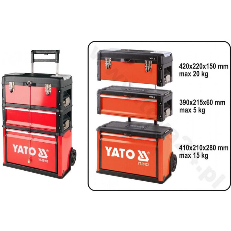 foto del prodotto yato yt 09102 cassetta per minuteria e attrezzi de alluminio, metallo, plastica nero, rosso