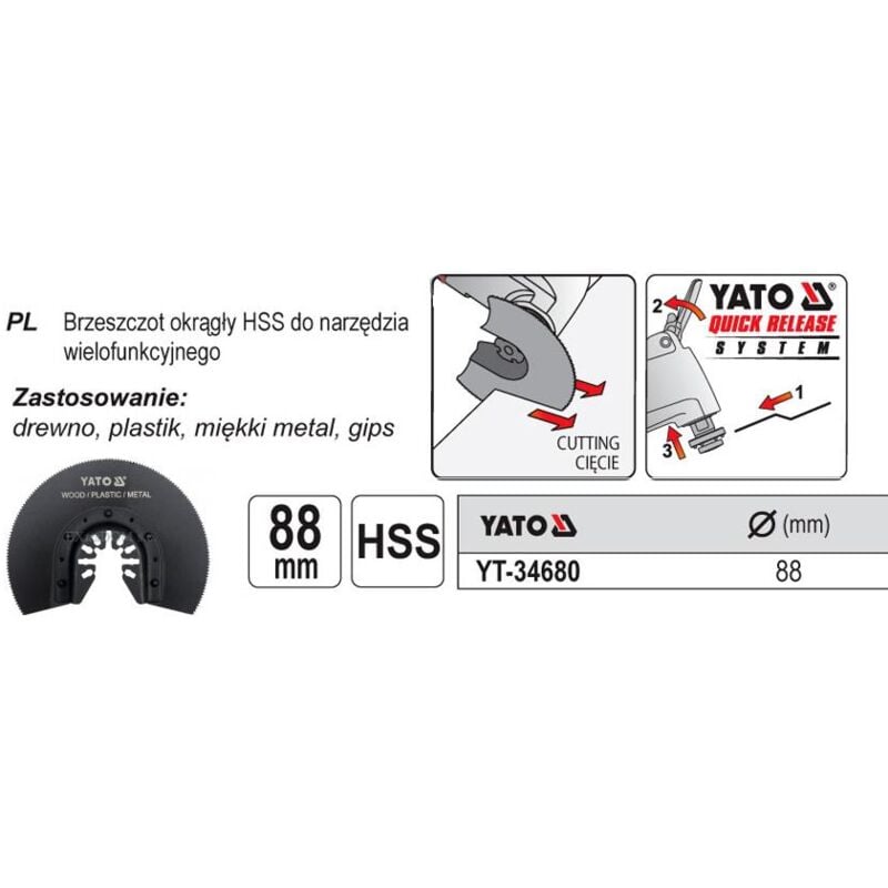 foto del prodotto yato yt 34680 lama a mezzaluna de lama per sega hss per multiutensili oscillanti