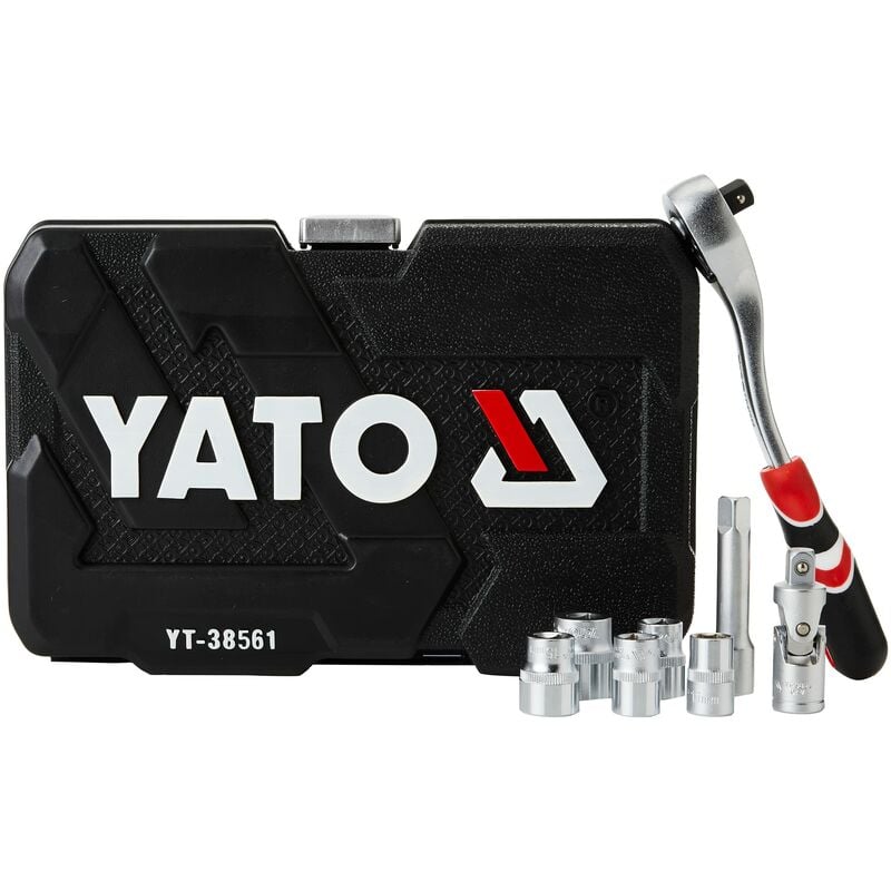 foto del prodotto yato yt 38561 set di chiavi a cricchetto e bussole professionali, 22 pezzi