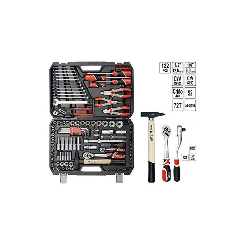 foto del prodotto yato yt 38901 set presa 1 4 , 1 2 122pz