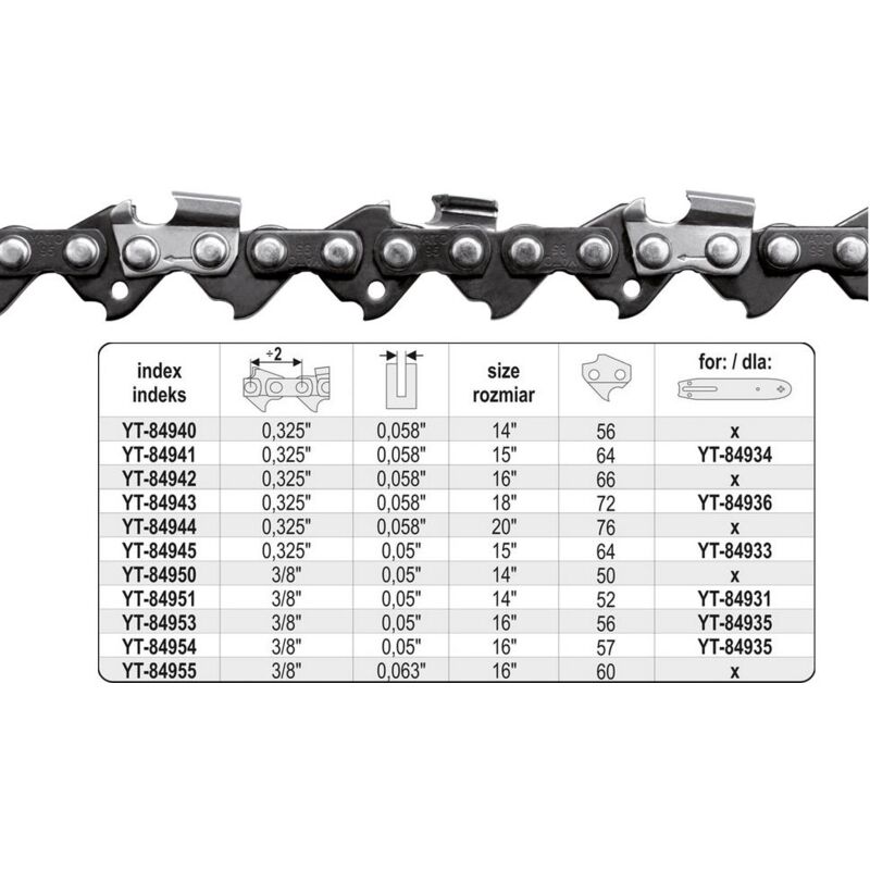 foto del prodotto yato yt 84945 catena de seghe de sostituzione 8,26 0,325 mm 0,325 0,325 