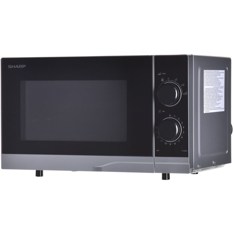 foto del prodotto yc-ps201ae-s - microonde (700 w, 20 l, 6 livelli di potenza de, funzione di scongelamento de, pulizia facile), colore argento e nero - sharp