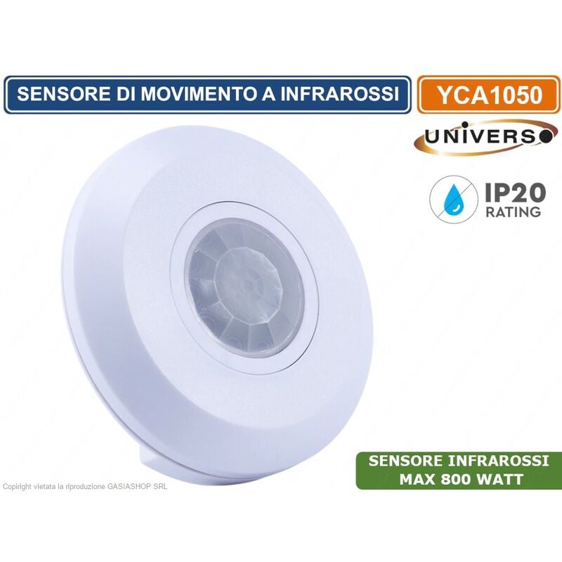 foto del prodotto yca1050 sensore di movimento a infrarossi 360 per lampadine 800w ip20 - universo