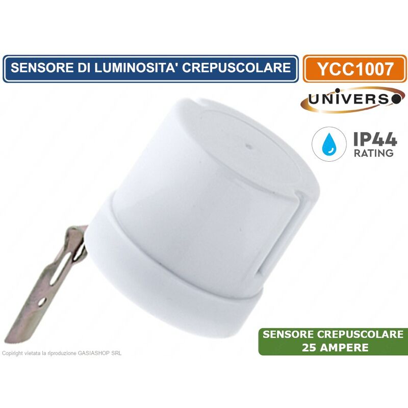 foto del prodotto ycc1007 sensore di luce crepuscolare fotoelettrico 25a ip44 universo