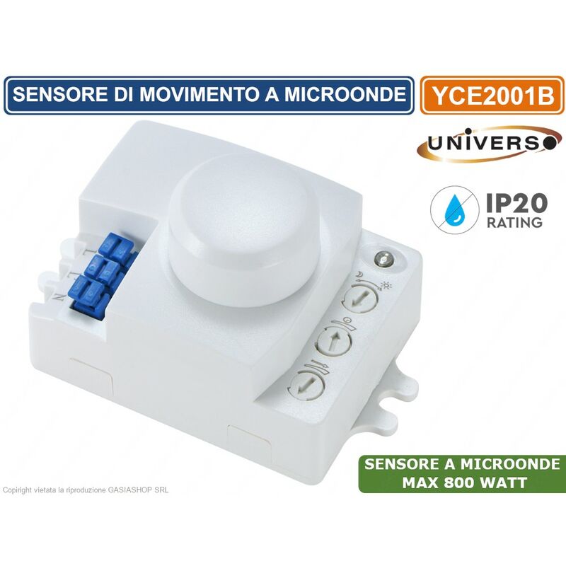foto del prodotto yce2001b sensore di movimento a microonde per lampade led max 800w ip20 universo