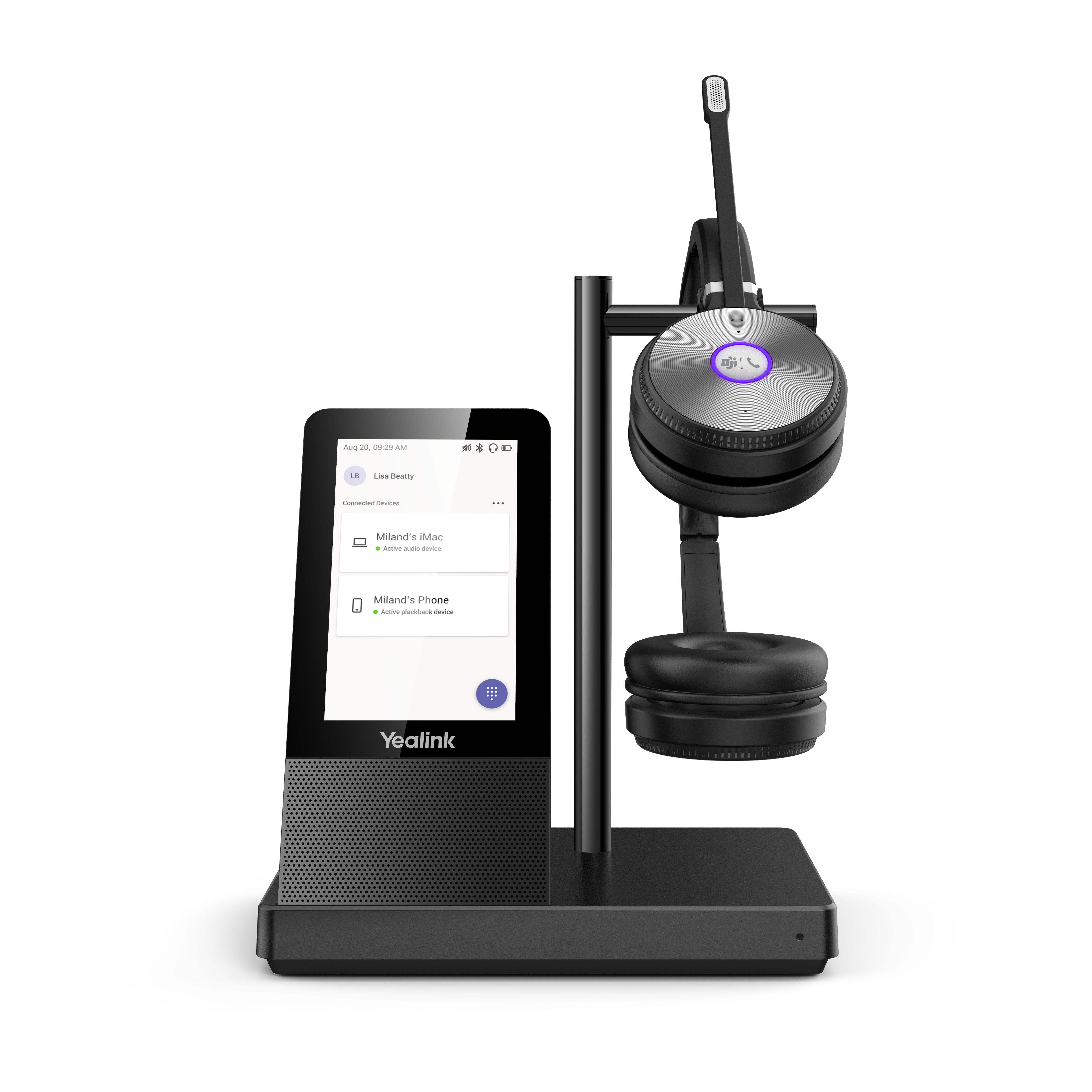 foto del prodotto yealink wh66 dual teams sistema di audioconferenza personale wireless a padiglione ufficio usb tipo a bluetooth base di ricarica nero
