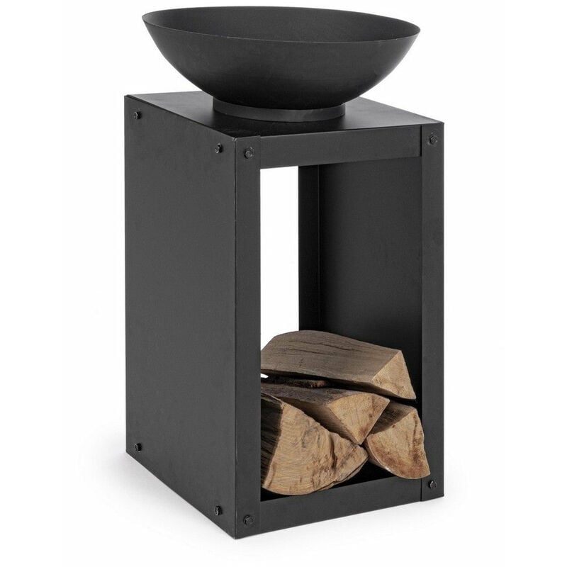 foto del prodotto yes everyday braciere da giardino con portalegna efesto colore nero dimensione 38x38 cm