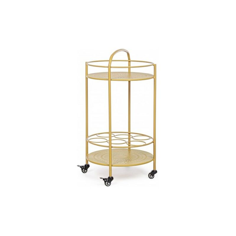 foto del prodotto yes everyday carrello per bottiglie in acciaio giallo ocra