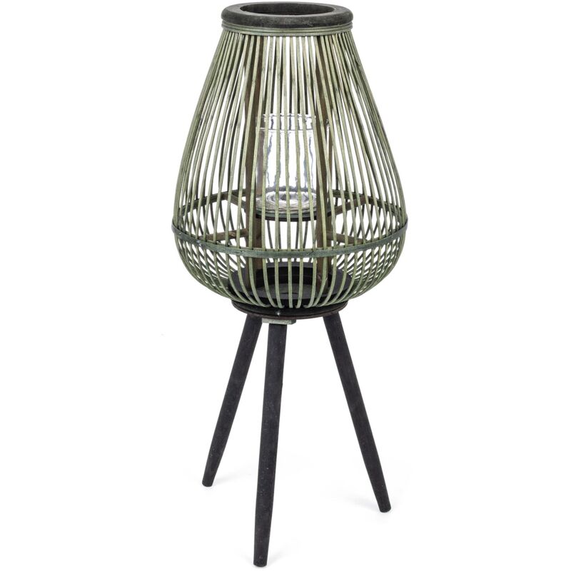foto del prodotto yes everyday lanterna con tre piedi da esterno in bamboo decorazione per giardino h 61.5 cm