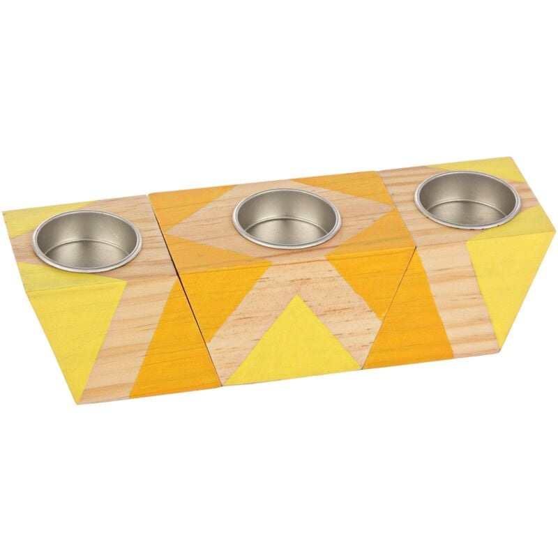 foto del prodotto yes everyday porta candela block rettangolare 3 pezzi realizzato in legno 22 x h 6cm