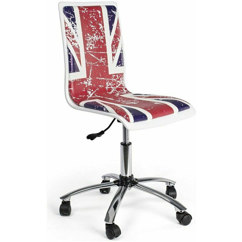 foto del prodotto yes everyday sedia ufficio girevole con ruote scrivania bandiera inglese bizzotto british