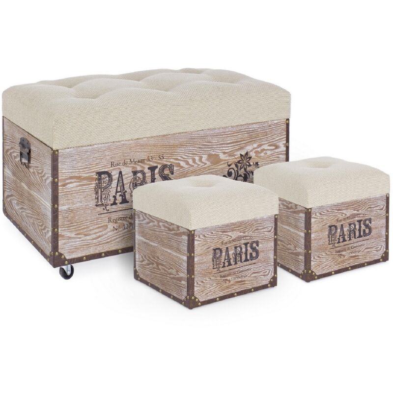 foto del prodotto yes everyday set 3 pouf paris corda brown