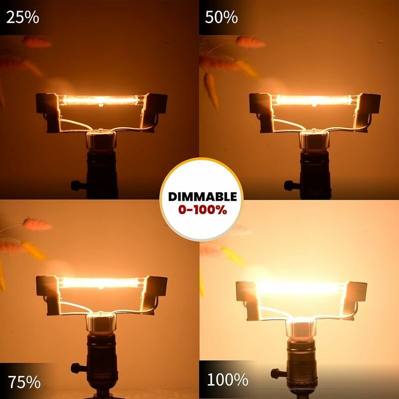foto del prodotto yidomde lampadina alogena dimmerabile r7s da 100 w e 118 mm, bianco caldo 2800 k, r7s lineare, 1500 lm, faretto, ca 220 240 v, per illuminazione