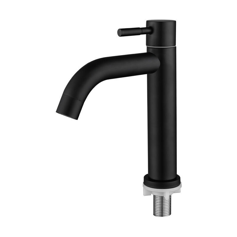 foto del prodotto yidomde - rubinetto per lavabo in acciaio inox nero opaco, rubinetto singolo per acqua fredda per uso in cucina o bagno, filettatura maschio g1 2