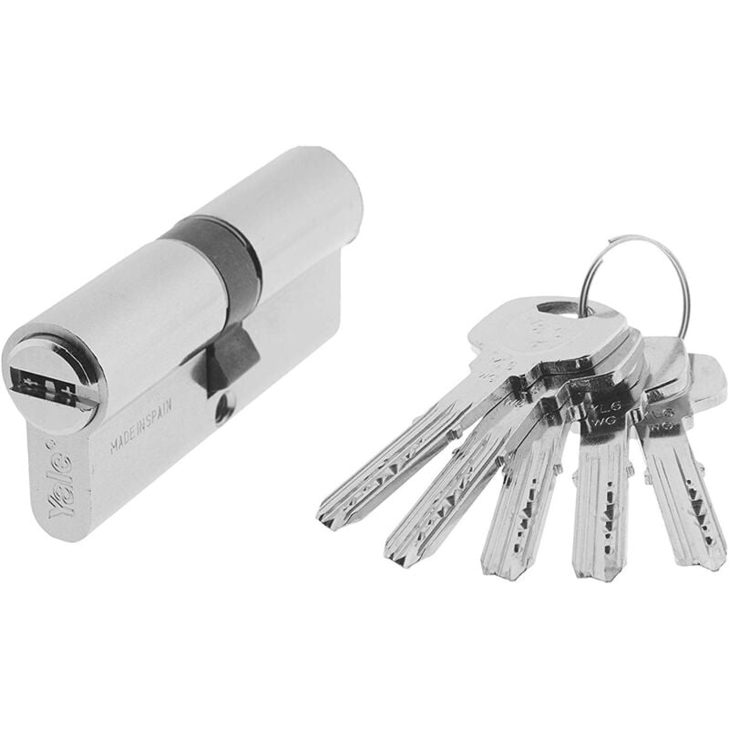 foto del prodotto yl65050hn, cilindro di sicurezza, yl6, a camma lunga, chiave, nichelato, 50 x 50 mm yale