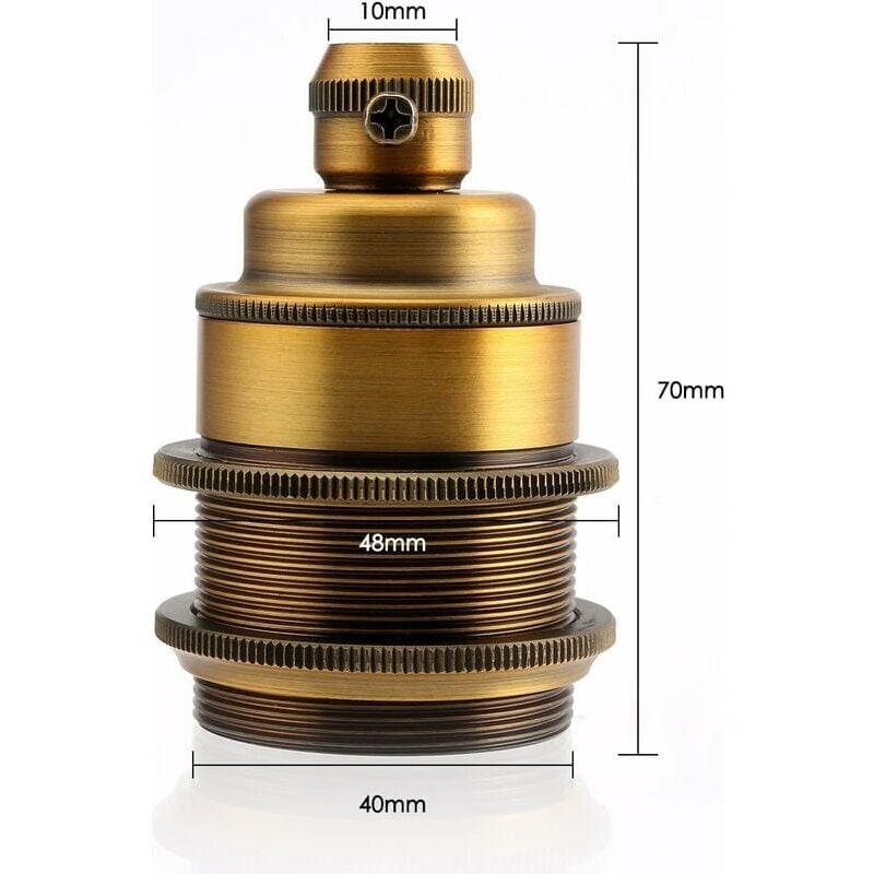 foto del prodotto ymyny 1 pz adattatore per lampada edison e27, stile retr vintage, in rame antico, senza fili, per lampadina a led, interno in ceramica, ottone