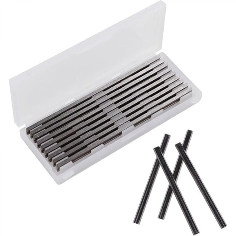 foto del prodotto ymyny 10 pezzi set di lame per pialla elettrica, lama per pialla da 82 mm, per lama per pialla hss bosch, 82x5,5x1,2 mm, per pialle makita, black 