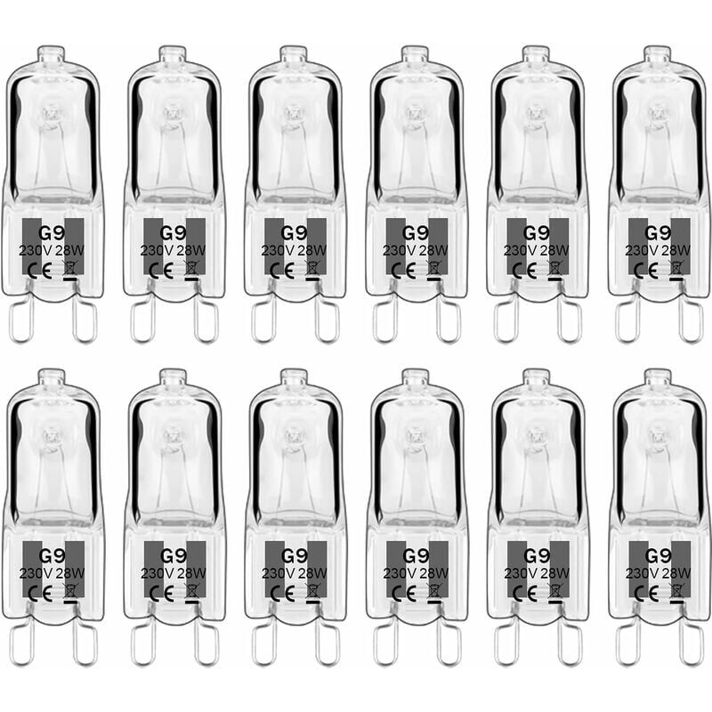 foto del prodotto ymyny 12 pezzi g9 lampade alogene, lampadine g9 230v 28w 480lm, 2800k bianco caldo, lampadine a capsula dimmerabili, senza sfarfallio classe