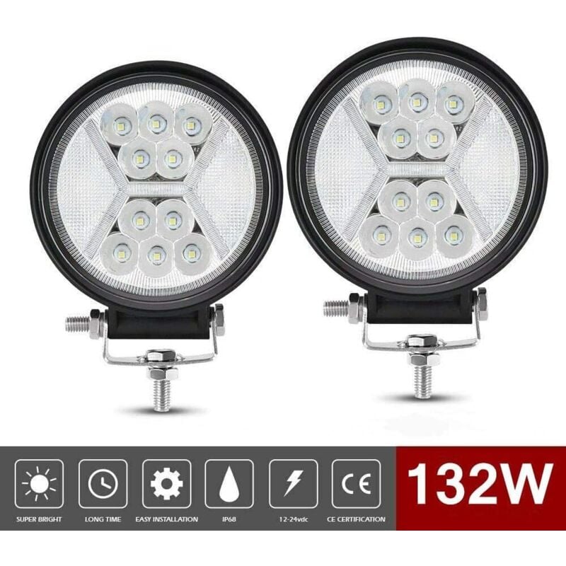 foto del prodotto ymyny 2 pezzi 12v led luce di lavoro, 132w fari a led per motociclette 4x4 luci antinebbia a led luci di lavoro a led luci di retromarcia per