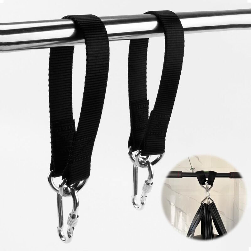 foto del prodotto ymyny 2 pezzi cinghie per appendere l amaca, kit per appendere l amaca e l altalena, include 2 moschettoni e 2 anelli a d, cinghia per amaca,