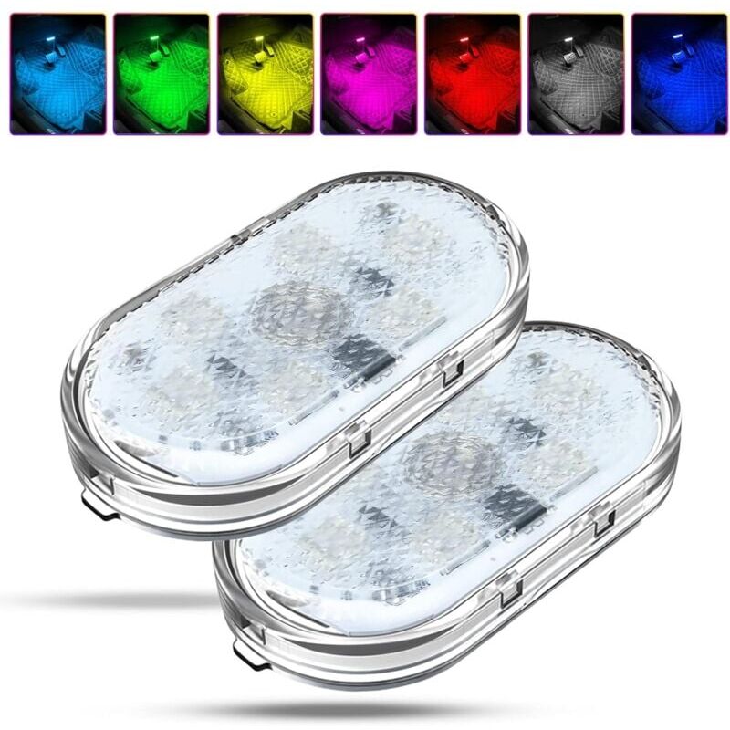foto del prodotto ymyny 2 pezzi luci interne per auto rgb, lampada interna per auto con interruttore touch, lampada interna per auto a led, illuminazione atmosfera